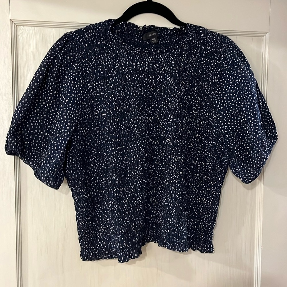 J Crew Polka Dot Ruched Top, XXL